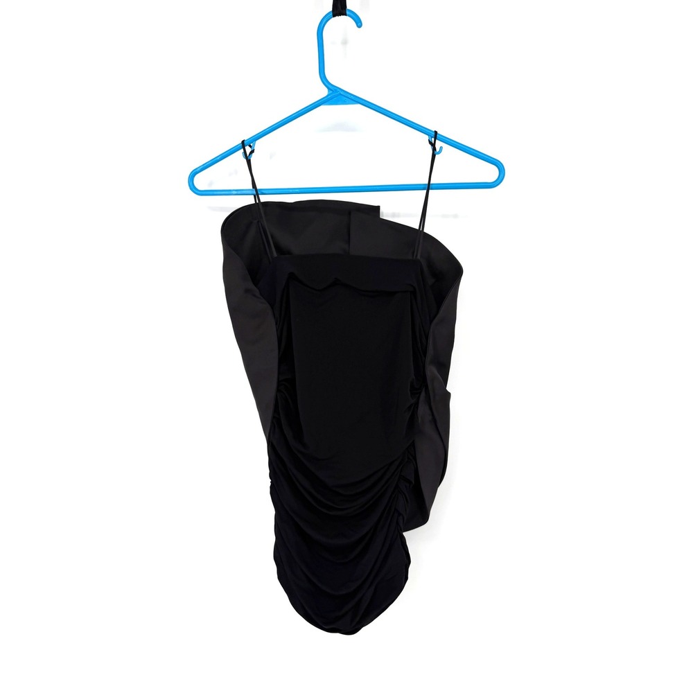 Magda Butrym x H&M Black 3D Flower Rosette Ruched Bustier Top Spaghetti Strap - Picture 5 of 8